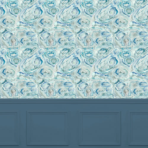 Abstract Blue Wallpaper - Malachite  1.4m Wide Width Wallpaper (By The Metre) Cobalt Voyage Maison