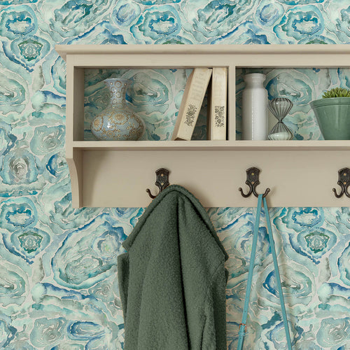 Abstract Blue Wallpaper - Malachite  1.4m Wide Width Wallpaper (By The Metre) Cobalt Voyage Maison