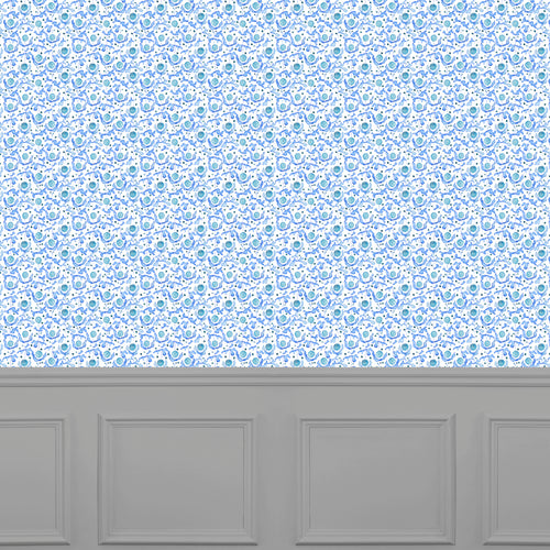 Abstract Blue Wallpaper - Mariani  1.4m Wide Width Wallpaper (By The Metre) Cobalt Voyage Maison
