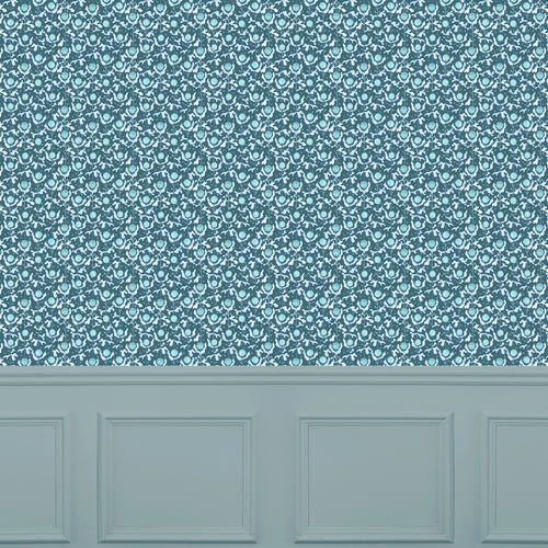 Abstract Blue Wallpaper - Mariani  1.4m Wide Width Wallpaper (By The Metre) Teal Voyage Maison