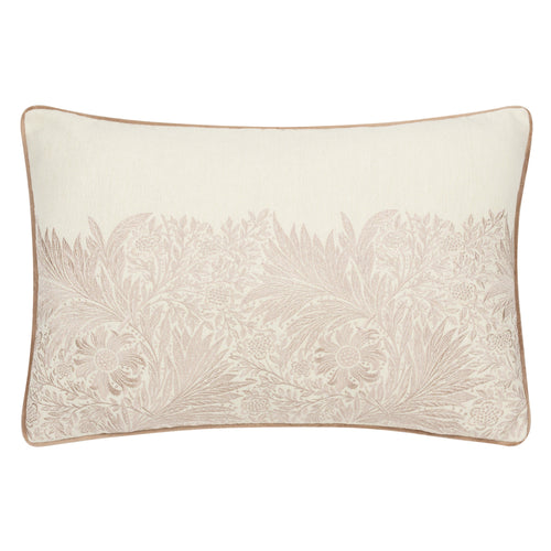 Floral White Cushions - Marigold Embroidered Feather Rich Filled Cushion Stone Morris & Co