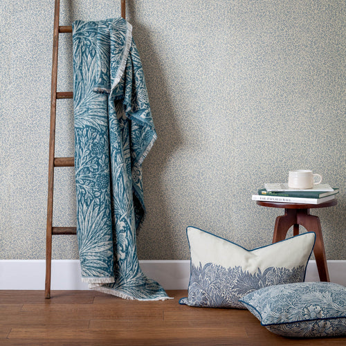 Floral Blue Throws - Marigold Jacquard Throw Indigo Morris & Co