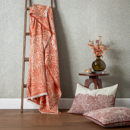Floral Orange Throws - Marigold Jacquard Throw Russet Morris & Co