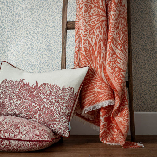 Floral Orange Throws - Marigold Jacquard Throw Russet Morris & Co