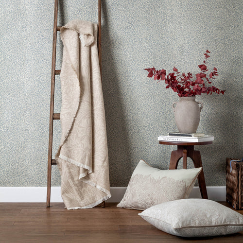 Floral Beige Throws - Marigold Jacquard Throw Stone Morris & Co