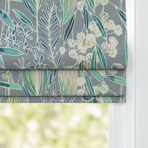 Floral Blue M2M - Masina Printed Cotton Made to Measure Roman Blinds Mineral Voyage Maison