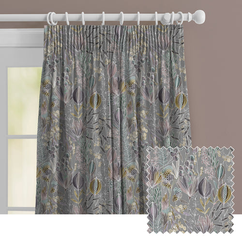 Floral Grey M2M - Masina Printed Made to Measure Curtains Dawn Voyage Maison