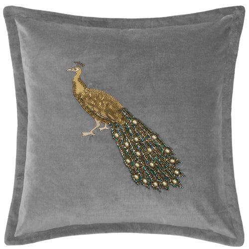 Voyage Maison Mayura Embroidered Feather Cushion in Steel