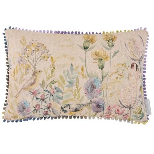 Floral Green Cushions - Morning Chorus Printed Rectangular Feather Filled Cushions Cream Voyage Maison