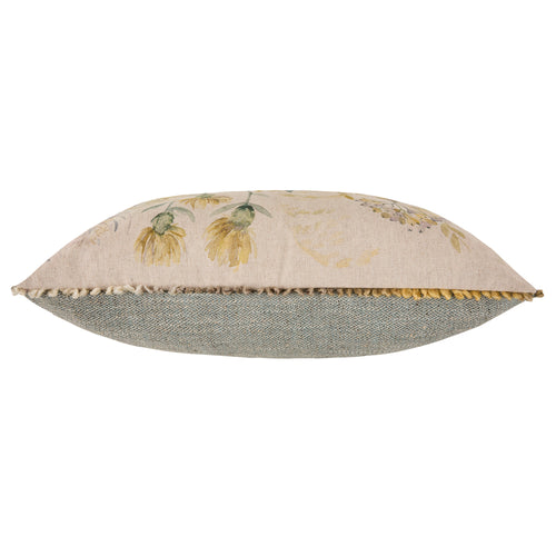 Floral Green Cushions - Morning Chorus Printed Rectangular Feather Filled Cushions Cream Voyage Maison