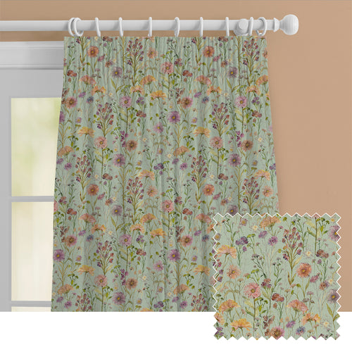 Floral Blue M2M - Medmerry Printed Cotton Made to Measure Curtains Sky Voyage Maison