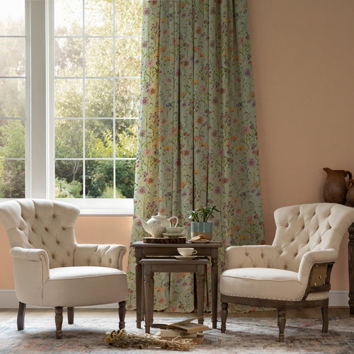 Floral Blue M2M - Medmerry Printed Cotton Made to Measure Curtains Sky Voyage Maison