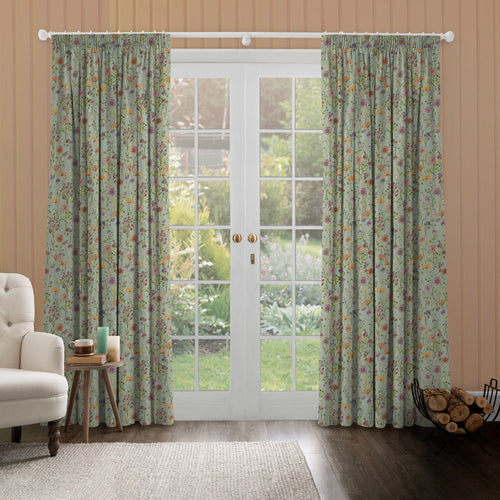 Floral Blue M2M - Medmerry Printed Cotton Made to Measure Curtains Sky Voyage Maison