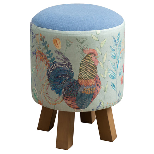 Animal Blue Furniture - Monty Round Footstool Bilbury Flock Robins Egg Voyage Maison