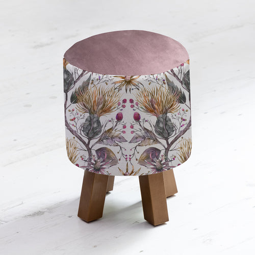 Floral Gold Furniture - Monty Round Footstool Varys Gold Linen Voyage Maison