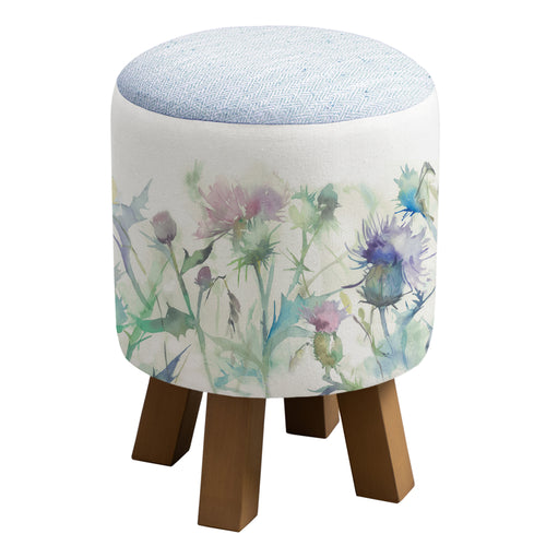 Floral Green Furniture - Monty Round Footstool Circium Damson Voyage Maison