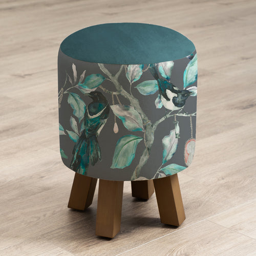 Animal Grey Furniture - Monty Round Footstool Collector Charcoal Voyage Maison