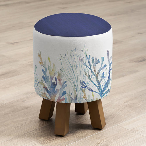  Blue Furniture - Monty Round Footstool Coral Reef Cobalt Voyage Maison