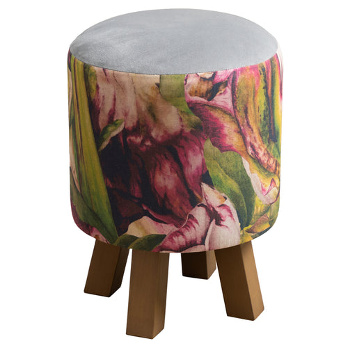 Floral Pink Furniture - Monty Round Footstool Heligan Fuchsia Marie Burke