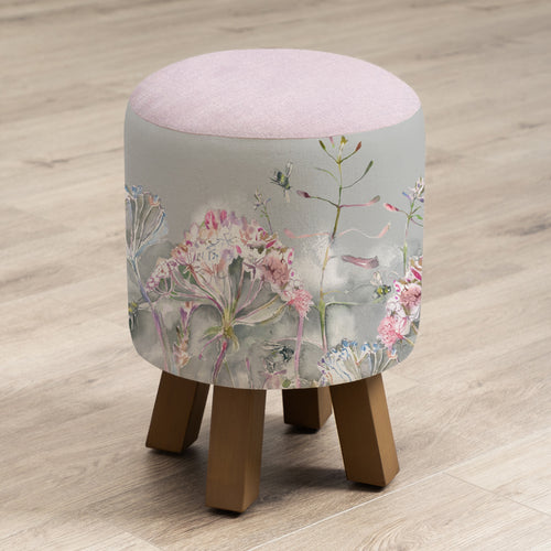 Floral Grey Furniture - Monty Round Footstool Langdale Orchid Voyage Maison