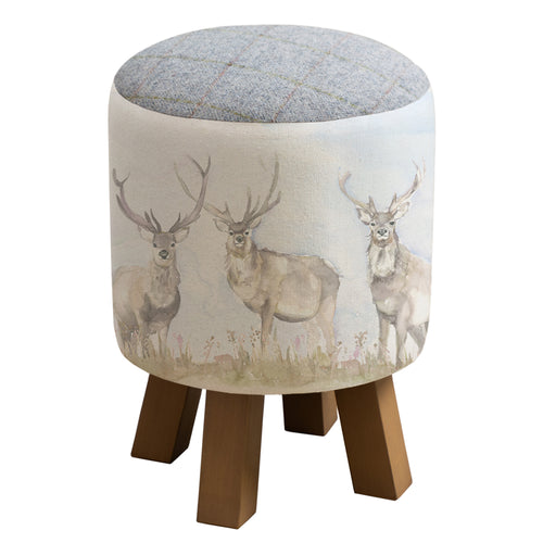 Animal Cream Furniture - Monty Round Footstool Mooreland Stag Voyage Maison