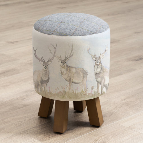Animal Cream Furniture - Monty Round Footstool Mooreland Stag Voyage Maison