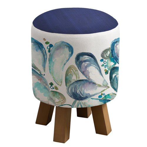 Blue Furniture - Monty Round Footstool Mussell Shells Marine Voyage Maison