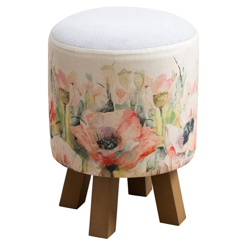 Floral Pink Furniture - Monty Round Footstool Papavera Sweetpea Voyage Maison