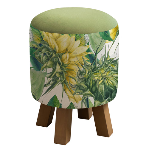 Floral Green Furniture - Monty Round Footstool Easton Fern Marie Burke