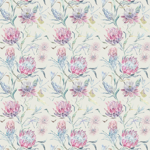 Floral Purple Fabric - Moorehaven Printed Cotton Fabric (By The Metre) Loganberry Voyage Maison