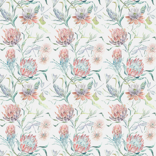Floral Red Fabric - Moorehaven Printed Cotton Fabric (By The Metre) Pomegranate Voyage Maison