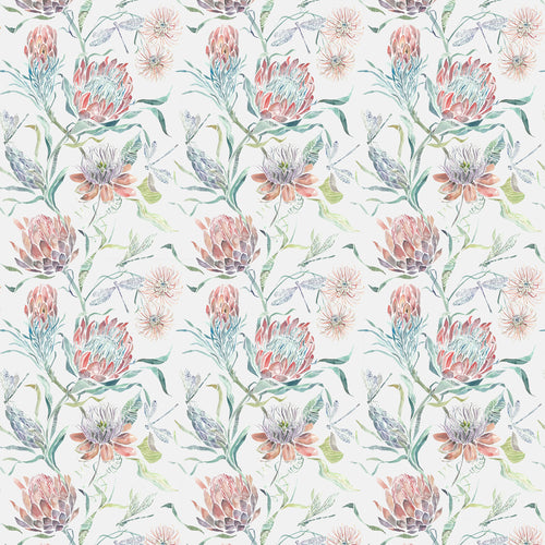 Floral Green Fabric - Moore Haven Printed Velvet Fabric (By The Metre) Strawberry Voyage Maison