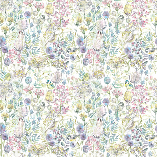 Floral Green Fabric - Morning Chorus Printed Oil Cloth Fabric Natural Voyage Maison