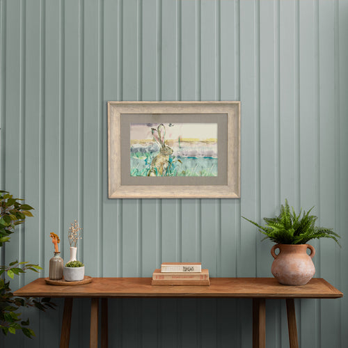 Animal Green Wall Art - Morning Hare  Framed Print Birch Voyage Maison