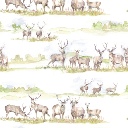 Animal Cream M2M - Moorland Stag Printed Made to Measure Curtains Linen Voyage Maison