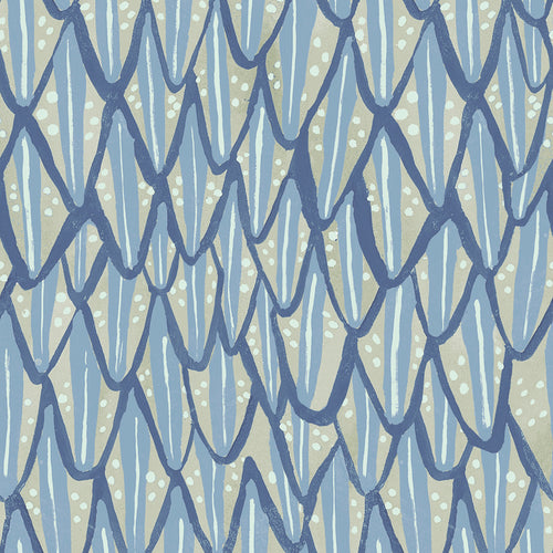 Abstract Blue Wallpaper - Mulyo  1.4m Wide Width Wallpaper (By The Metre) Bluebell Voyage Maison