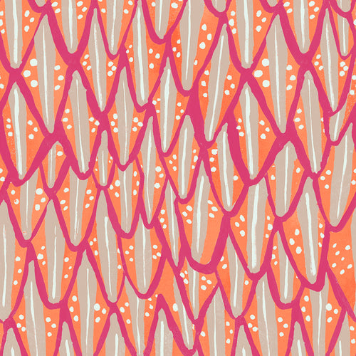 Abstract Pink Wallpaper - Mulyo  1.4m Wide Width Wallpaper (By The Metre) Papaya Voyage Maison