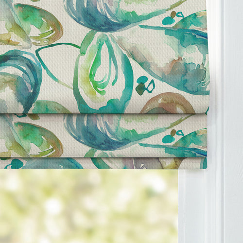 Abstract Green M2M - Mussel Shells Printed Cotton Made to Measure Roman Blinds Kelpie Voyage Maison