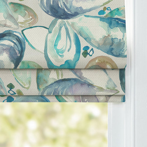 Abstract Blue M2M - Mussel Shells Printed Cotton Made to Measure Roman Blinds Marine Voyage Maison