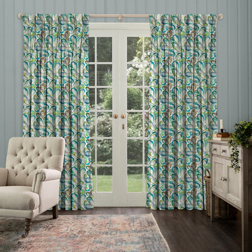Abstract Green M2M - Mussel Shells Printed Made to Measure Curtains Kelpie Voyage Maison