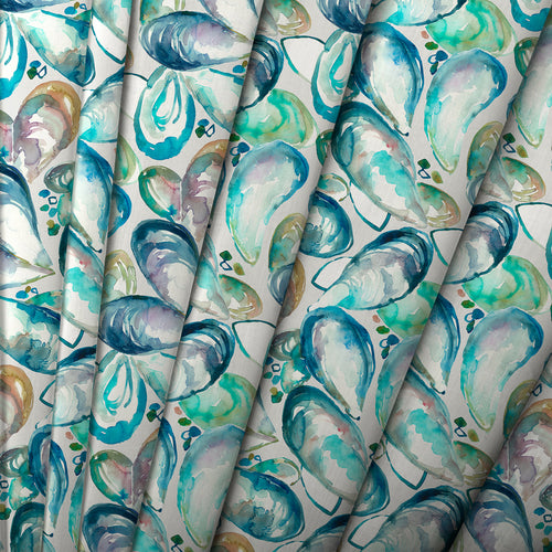 Abstract Blue M2M - Mussel Shells Printed Made to Measure Curtains Marine Voyage Maison