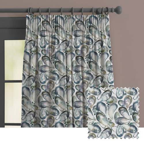 Abstract Grey M2M - Mussel Shells Printed Made to Measure Curtains Slate Voyage Maison