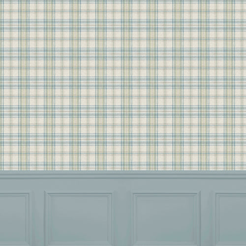 Check Green Wallpaper - Nairna  1.4m Wide Width Wallpaper (By The Metre) Opal Voyage Maison