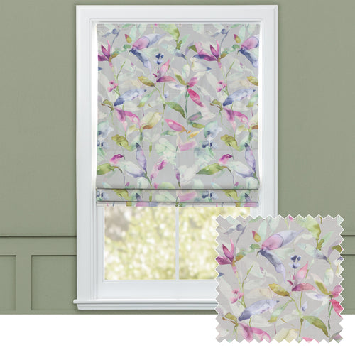 Floral Grey M2M - Naura Printed Cotton Made to Measure Roman Blinds Watermelon Voyage Maison