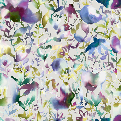 Floral Purple Wallpaper - Nelia  1.4m Wide Width Wallpaper (By The Metre) Indigo Voyage Maison