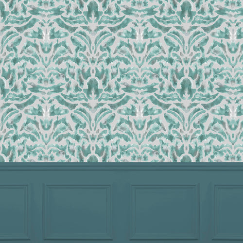 Abstract Green Wallpaper - Nikko  1.4m Wide Width Wallpaper (By The Metre) Emerald Voyage Maison