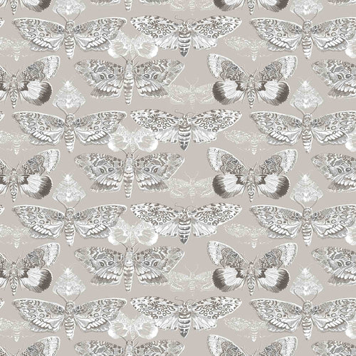 Animal Beige Fabric - Nocturnal Printed Cotton Fabric (By The Metre) Sepia Voyage Maison