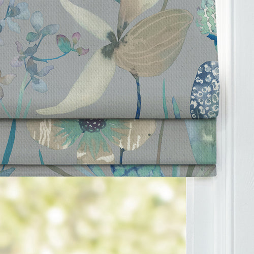 Floral Blue M2M - Oceania Printed Cotton Made to Measure Roman Blinds Mineral Voyage Maison