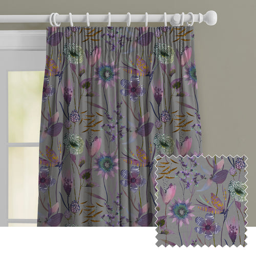 Floral Grey M2M - Oceania Printed Made to Measure Curtains Dahlia Voyage Maison