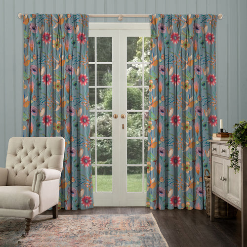 Floral Blue M2M - Oceania Printed Made to Measure Curtains Duck Egg Voyage Maison